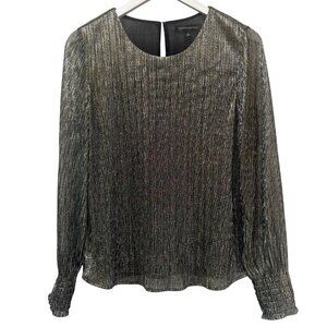 BANANA REPUBLIC Metallic Gold Blouse Womens S/M Sparkle Evening Top Stretch